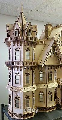 112 Scale Leon Gothic Victorian Mansion Dollhouse Kit 0000358