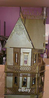 112 Scale Miniature Victorian Gingerbread Farmhouse Laser Dollhouse Kit 0000359