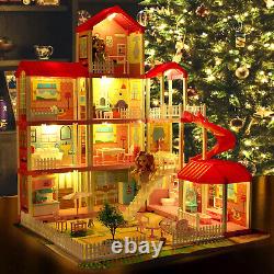 11 Room Dream House Size Dollhouse Furniture Girls Playhouse Fun Play Townhouse