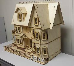 124 1/2 Scale Miniature Stephanie Country Mansion Laser Dollhouse Kit 0000378