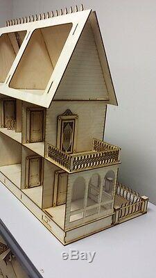 124 1/2 Scale Miniature Stephanie Country Mansion Laser Dollhouse Kit 0000378
