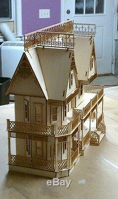 124 1/2 Scale Miniature Victorian Gingerbread Farmhouse Dollhouse Kit 0000379