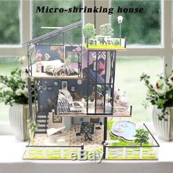 124 DIY Miniature Dollhouse Villa Kits Creative LED House Model Birthday Gifts