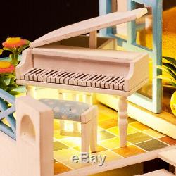 124 Dollhouse Miniature DIY Mini House Kit with Led Lights -Cretan Holiday