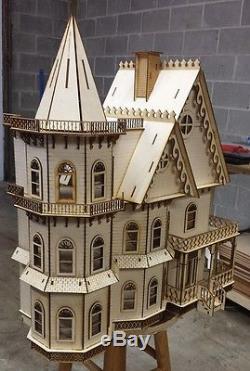 124 Scale Leon Gothic Victorian Mansion Dollhouse Kit 0000373