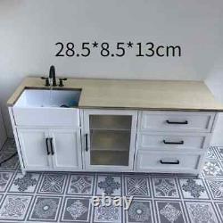 16 BJD Miniature Kitchen Set Dollhouse Sink, Cabinet & Table DIY Kit