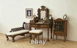 1/6 Doll House Miniatures Vanity Cabinet Sofa Stool Unfinished Vintage Palace