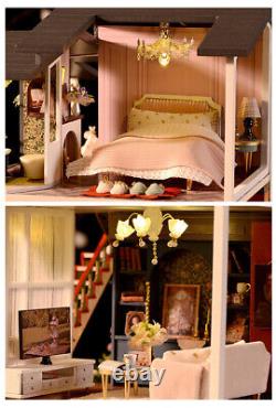 1x Mini Dollhouse Kit French Style Mansion Villa Room Box Miniature DIY Handmade