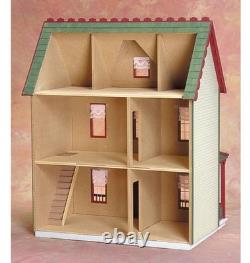 29 Vermont Farmhouse Jr Unfinished Dollhouse Kit with Front Porch, Gable Dormer