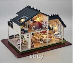 3D Wooden Miniature Dollhouse Kit DIY House Kit with Furniture, 124 Scale DIY Do