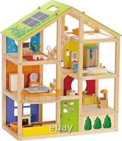 All Seasons Kids Wooden Dollhouse by Hape Award Winning 3 Story Dolls House NEW