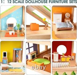 All Seasons Kids Wooden Dollhouse by Hape Award Winning 3 Story Dolls House NEW