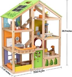 All Seasons Kids Wooden Dollhouse by Hape Award Winning 3 Story Dolls House NEW
