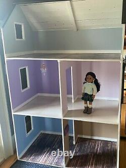 American Girl dollhouse, wooden three floors, giant 74 in doll house 18 in dolls