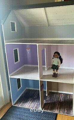 American Girl dollhouse, wooden three floors, giant 74 in doll house 18 in dolls