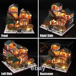 Ancient Wooden Chinese DIY Miniature Dollhouse Kit with Dustcover and Music