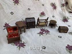 Antique Dollhouse and Furniture Lot