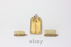 Antique German Dollhouse Gild Soft Metal J. A. Bäselsöder Brush Set Miniature