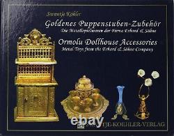 Antique German Dollhouse Gild Soft Metal J. A. Bäselsöder Brush Set Miniature