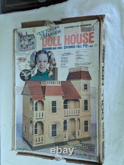 Arrow Dream Doll House Wood Assemble-by-Numbers Victorian Mansion #702 COMPLETE