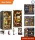 Art Nouveau DIY Book Nook Kit Miniature Dollhouse with LED Light & Dust Cover