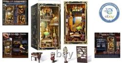 Art Nouveau DIY Book Nook Kit Miniature Dollhouse with LED Light & Dust Cover