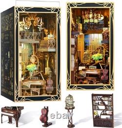 Art Nouveau DIY Book Nook Kit Miniature Dollhouse with LED Light & Dust Cover