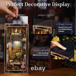 Art Nouveau DIY Book Nook Kit Miniature Dollhouse with LED Light & Dust Cover