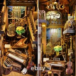 Art Nouveau DIY Book Nook Kit Miniature Dollhouse with LED Light & Dust Cover