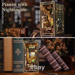 Art Nouveau DIY Book Nook Kit Miniature Dollhouse with LED Light & Dust Cover
