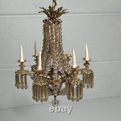Artisan Miniature Dollhouse Crystal 6-Arm Chandelier Vintage Wired