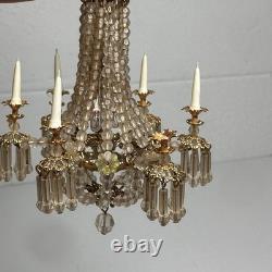 Artisan Miniature Dollhouse Crystal 6-Arm Chandelier Vintage Wired