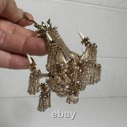 Artisan Miniature Dollhouse Crystal 6-Arm Chandelier Vintage Wired