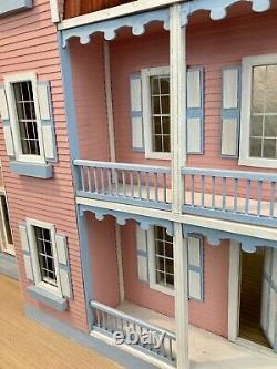 Assembled Alison Jr Dollhouse Kit & Add On Room, 112 Colonial, Gingerbread Trim