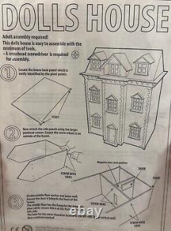 Assembly Required Wooden Dolls House DIY Kit (New) Scale 112 Blue/White/Green