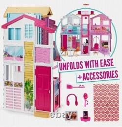 Barbie DLY32 Estate trois étages town house colorés et lumineux DOLL HOUSE neuf * 