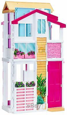 Barbie Dolls House 3 Storey Pretend Role Play Fashion Dreamhouse Toy Playset NEW