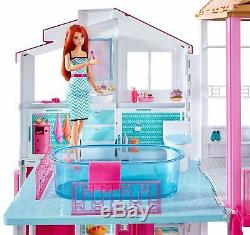 Barbie Dolls House 3 Storey Pretend Role Play Fashion Dreamhouse Toy Playset NEW