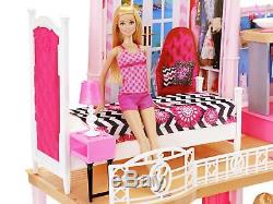 Barbie Home Set With Dolls Pool Girls Kids House Furniture Play Kit Pink New