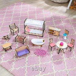 Barbie Size Doll House Girls Dream Play Playhouse Dollhouse Wooden Furniture