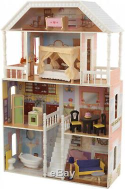 Barbie Size Doll House Playhouse Dream Girls Play Wooden Dollhouse Furniture