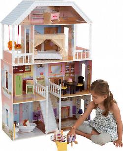 Barbie Size Doll House Playhouse Dream Girls Play Wooden Dollhouse Furniture