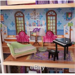 Barbie Size Wooden Dollhouse 3 Level with Furniture Accessories Girl Play NEW