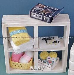 Bathroom set, Ceramic washbasin with cabinet, Towel dryer, mirror, dollhouse