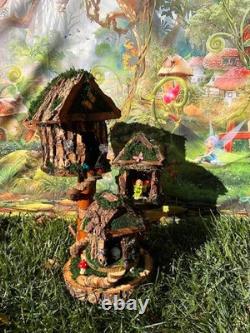 Beautiful Large Handmade Fairy House, Wood Fairy House, Fully Decorated Lights