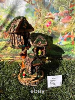 Beautiful Large Handmade Fairy House, Wood Fairy House, Fully Decorated Lights