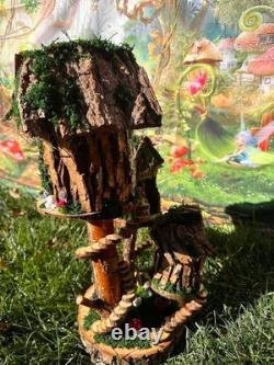 Beautiful Large Handmade Fairy House, Wood Fairy House, Fully Decorated Lights