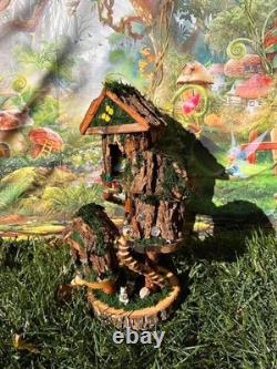Beautiful Large Handmade Fairy House, Wood Fairy House, Fully Decorated Lights