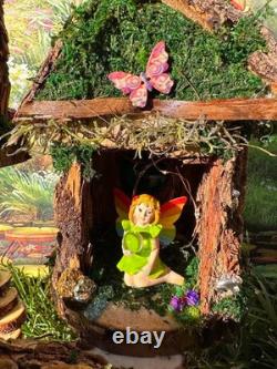 Beautiful Large Handmade Fairy House, Wood Fairy House, Fully Decorated Lights