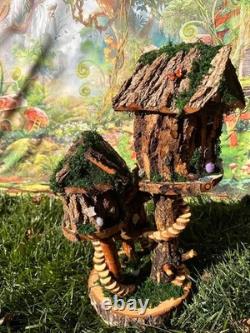 Beautiful Large Handmade Fairy House, Wood Fairy House, Fully Decorated Lights Beautiful Large Handmade Fairy House, Wood Fairy House, Fully Decorated Lights